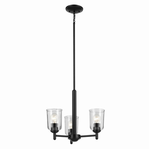 Shailene Three Light Mini Chandelier in Black (12|43670BKCLR)