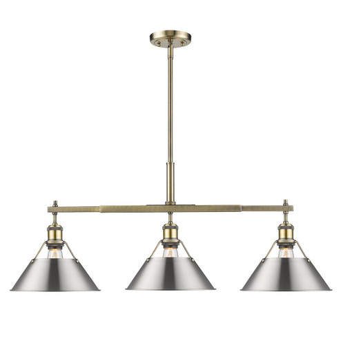 Orwell AB Three Light Linear Pendant in Aged Brass (62|3306LPABPW)