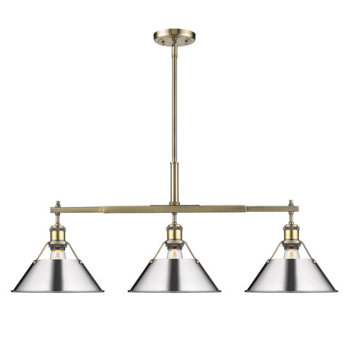 Orwell Three Light Linear Pendant in Aged Brass (62|3306LPABCH)