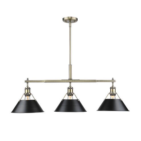 Orwell Three Light Linear Pendant in Aged Brass (62|3306LPABBLK)