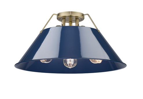 Orwell Three Light Flush Mount in Aged Brass (62|33063FMABNVY)