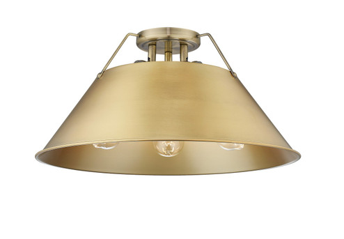 Orwell Three Light Flush Mount in Aged Brass (62|33063FMABBCB)