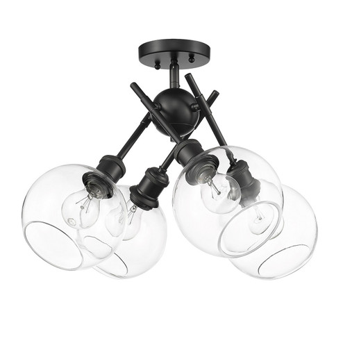 Axel Four Light Semi-Flush Mount in Matte Black (62|1945SFBLKGLOBECLR)