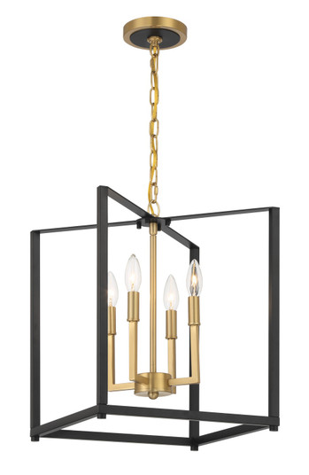 Colwick Four Light Pendant in Coal Black & Signature Brass (7|1464883)