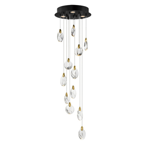 Pebble LED Pendant in Black / Polished Gold (86|E11078122BKPG)