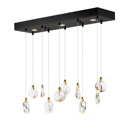 Pebble LED Linear Pendant in Black / Polished Gold (86|E11076122BKPG)