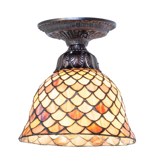 Tiffany Fishscale One Light Flushmount in Mahogany Bronze (57|276082)