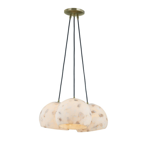 Alabaster Rocks! Three Light Pendant in Brushed Brass (102|ALR6534BRSS)