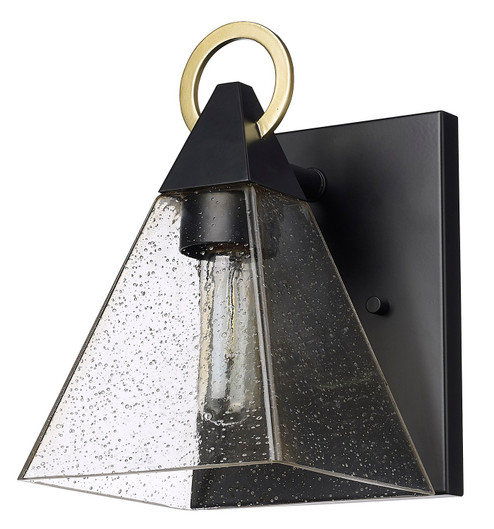 Dewitt One Light Outdoor Wall Lantern in Matte Black with Gold (106|1040BK)