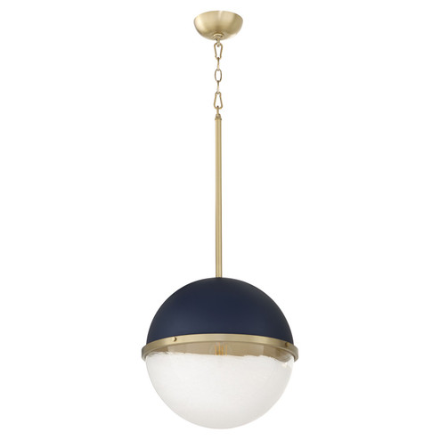 One Light Pendant in Blue|Aged Brass (19|82143280)