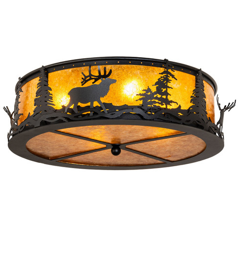 Elk At Dusk Four Light Flushmount in Textured Black (57|270085)