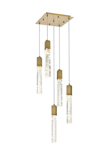 Aurora Five Light Pendant in Satin Gold and Clear (173|2088D16SG)