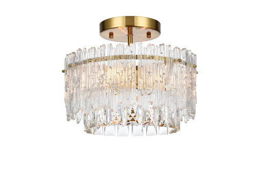 Emilia Three Light Flush Mount in Satin Gold and Clear (173|1780F12SG)