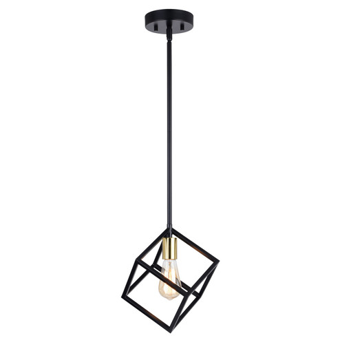 Deering One Light Mini Pendant in Matte Black and Satin Brass (63|P0401)