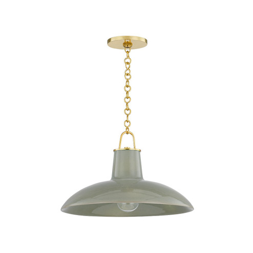 Pottersville One Light Pendant in Aged Brass/Ceramic Moss Crackle (70|1918AGBCMC)