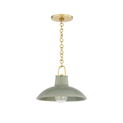 Pottersville One Light Pendant in Aged Brass/Ceramic Moss Crackle (70|1914AGBCMC)