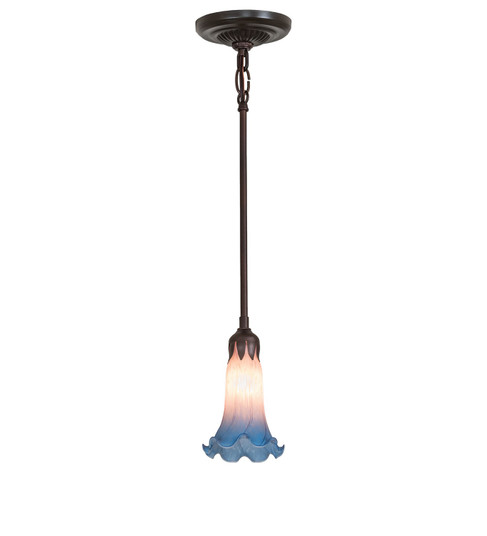 Pink/Blue Tiffany Pond Lily One Light Mini Pendant in Mahogany Bronze (57|278286)