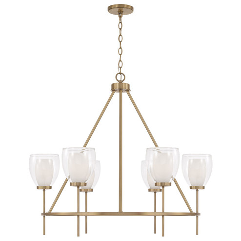 Joss Six Light Chandelier in Aged Brass (65|455961AD)