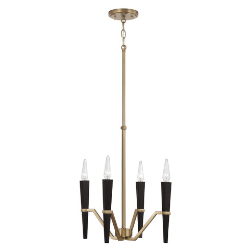 Enzo Four Light Chandelier in Aged Brass and Black (65|453841AB) Enzo Four Light Chandelier in Aged Brass and Black (65|453841AB)