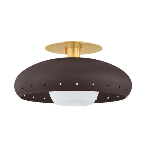 Kimber One Light Flush Mount in Aged Brass/Textured Bronze W/ Highlight (428|H1015501VGLTBZH) Kimber One Light Flush Mount in Aged Brass/Textured Bronze W/ Highlight (428|H1015501VGLTBZH)