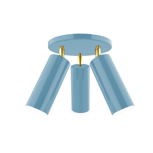 Martin Three Light Flush Mount in Light Blue w/Brushed Brass (518|FMH4405491)