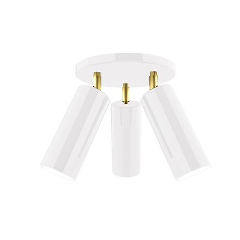 Martin Three Light Flush Mount in White w/Brushed Brass (518|FMH4404491)