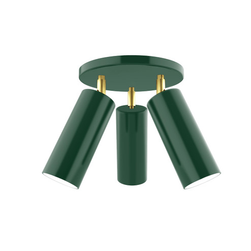 Martin Three Light Flush Mount in Forest Green w/Brushed Brass (518|FMH4404291)