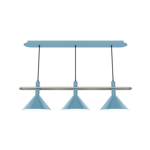 Raceway Three Light Linear Pendant in Light Blue w/Brushed Nickel (518|CHR4225496)