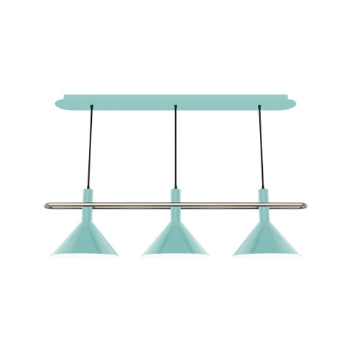 Raceway Three Light Linear Pendant in Sea Green w/Brushed Nickel (518|CHR4224896) Raceway Three Light Linear Pendant in Sea Green w/Brushed Nickel (518|CHR4224896)