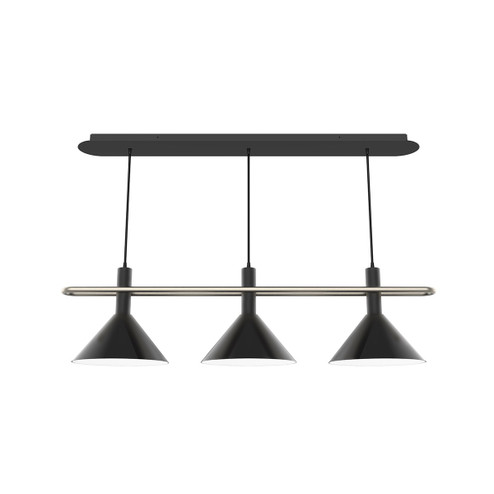 Raceway Three Light Linear Pendant in Black w/Brushed Nickel (518|CHR4224196)
