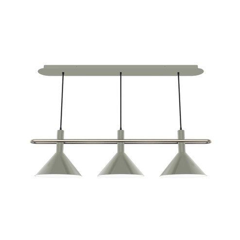 Raceway Three Light Linear Pendant in Moss Green w/Brushed Nickel (518|CHR4222496)