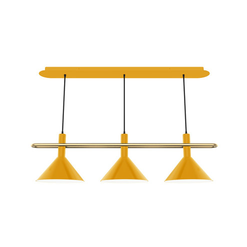 Raceway Three Light Linear Pendant in Bright Yellow w/Brushed Brass (518|CHR4222191)