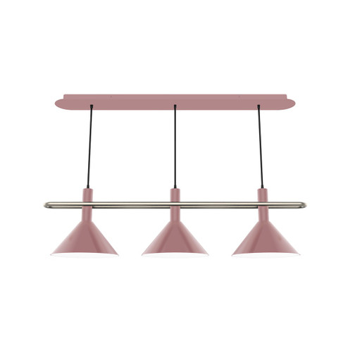 Raceway Three Light Linear Pendant in Mauve w/Brushed Nickel (518|CHR4222096)
