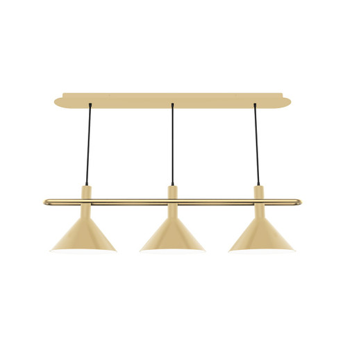 Raceway Three Light Linear Pendant in Ivory w/Brushed Brass (518|CHR4221791)