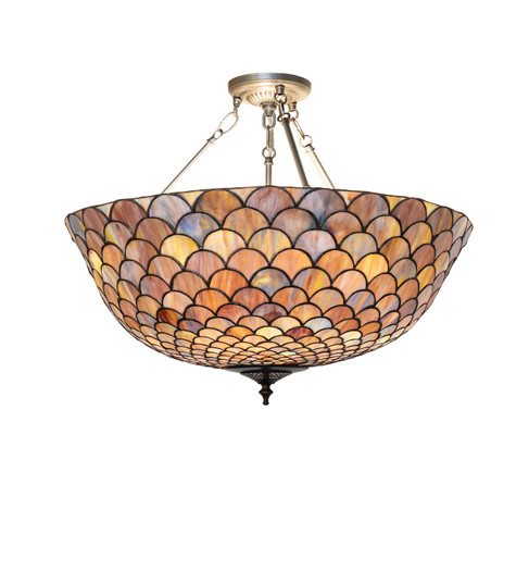 Tiffany Fishscale Three Light Semi-Flushmount in Brushed Nickel (57|275981)