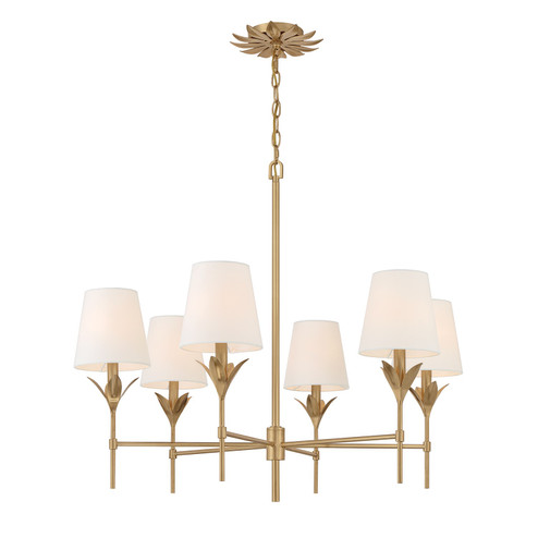 Broche Six Light Chandelier in Antique Gold (60|568GA)