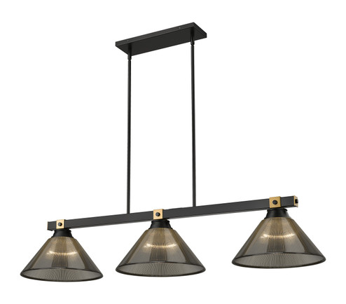 Bronte Three Light Billiard in Matte Black + Rubbed Brass (224|19553MBRBARS)