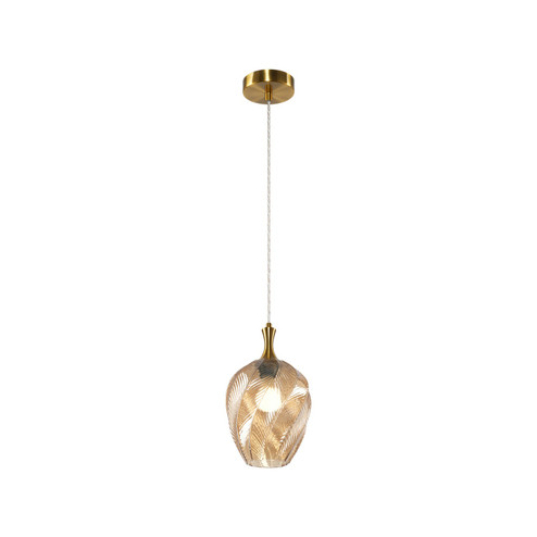 Eesha One Light Pendant in Aged Gold Brass + Amber Glass (423|C30903AGAM)