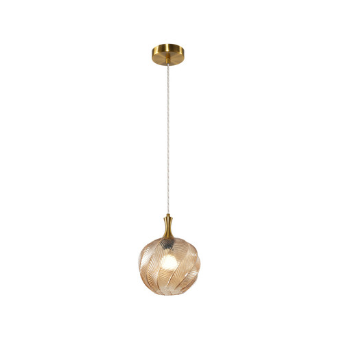 Eesha One Light Pendant in Aged Gold Brass + Amber Glass (423|C30902AGAM)