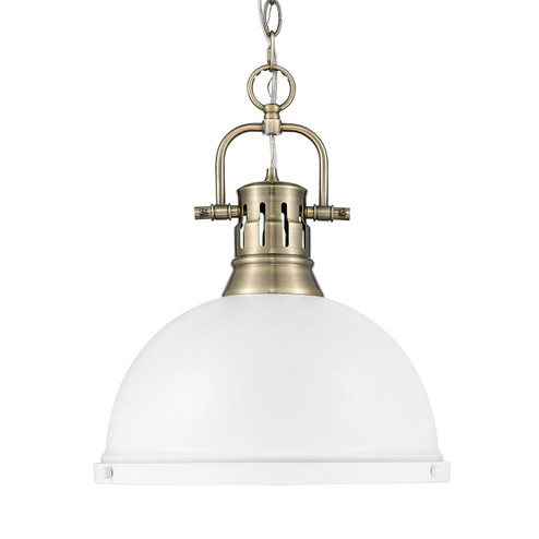 Duncan One Light Pendant in Aged Brass (62|3602LABWHT)