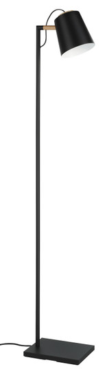 Lacey One Light Floor Lamp in Structured Black, Natural Wood (217|43614A)