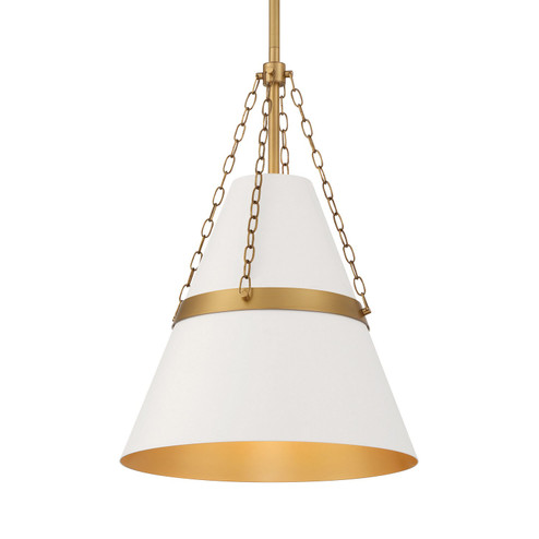 Springfield One Light Pendant in Legacy Brass & Off White Cream (7|3933879)