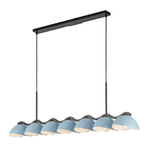 Atlas Seven Light Linear Pendant in Black/Cerulean (347|LP57642BKCER)