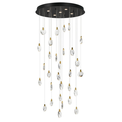 Pebble LED Pendant in Black / Polished Gold (86|E11070122BKPG)