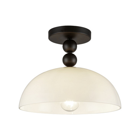 Paisley One Light Semi-Flush Mount in Matte Black/Glossy Opal Glass (452|SF459012MBGO)