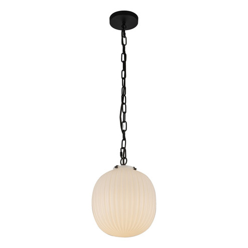 Cherise One Light Pendant in Matte Black/Glossy Ribbed Opal Glass (452|PD579112MBGR)