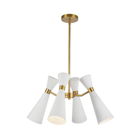 Blake Four Light Chandelier in White/Aged Gold (452|CH574424WHAG)
