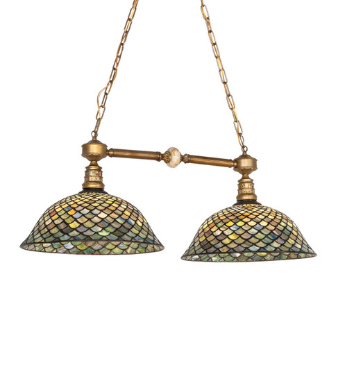 Tiffany Fishscale Two Light Island Pendant in Brass Powder Coat (57|282888)