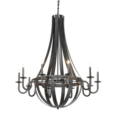 Barrel Stave Ten Light Chandelier in Wrought Iron (57|277745)
