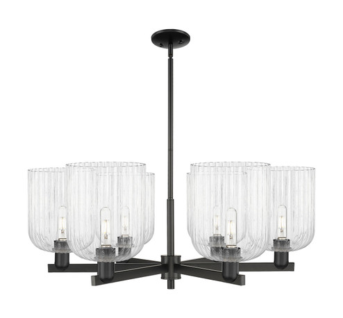 Arcadia Six Light Chandelier in Matte Black (405|7166CRBKG5598CL)